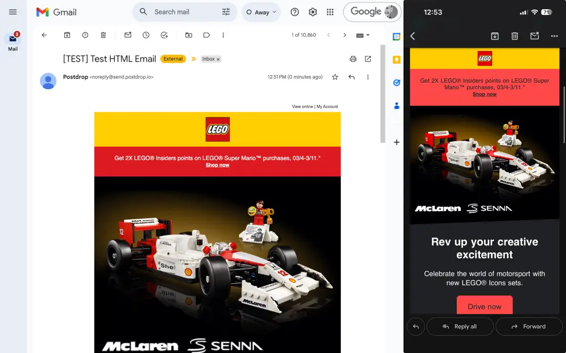 Previewing HTML emails across Gmail clients