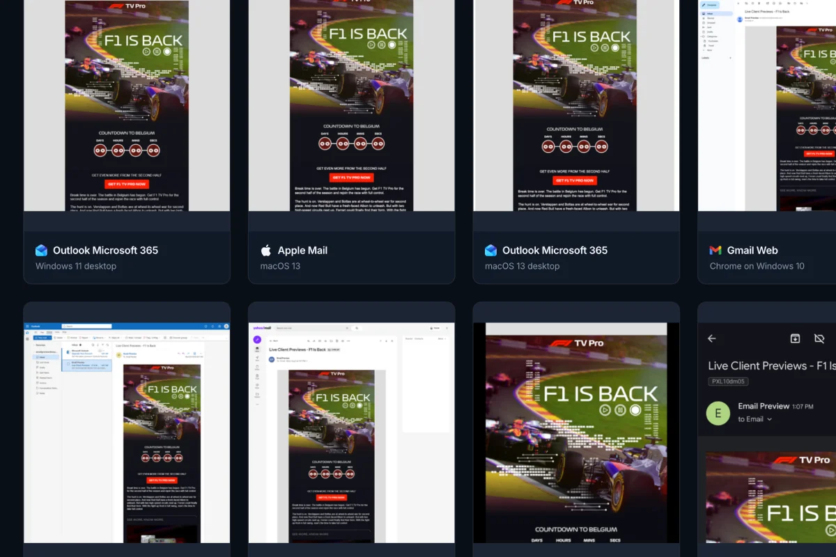 Email previews across popular clients