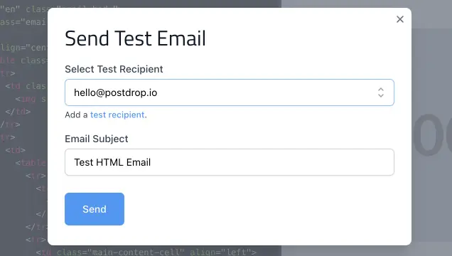 Sending HTML email tests to teammates and clients